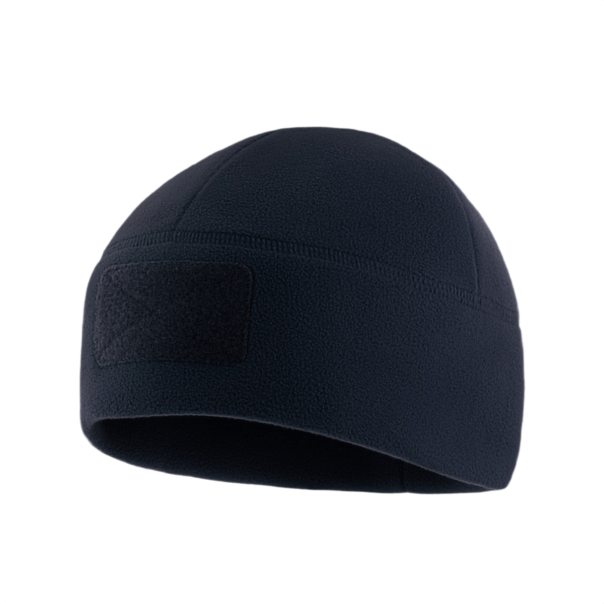 M-Tac Watch Cap Elite Fleece Beanie Hat Velcro i sort, let og varm hue til taktisk brug, perfekt til kolde vejrforhold med velcro-panel.