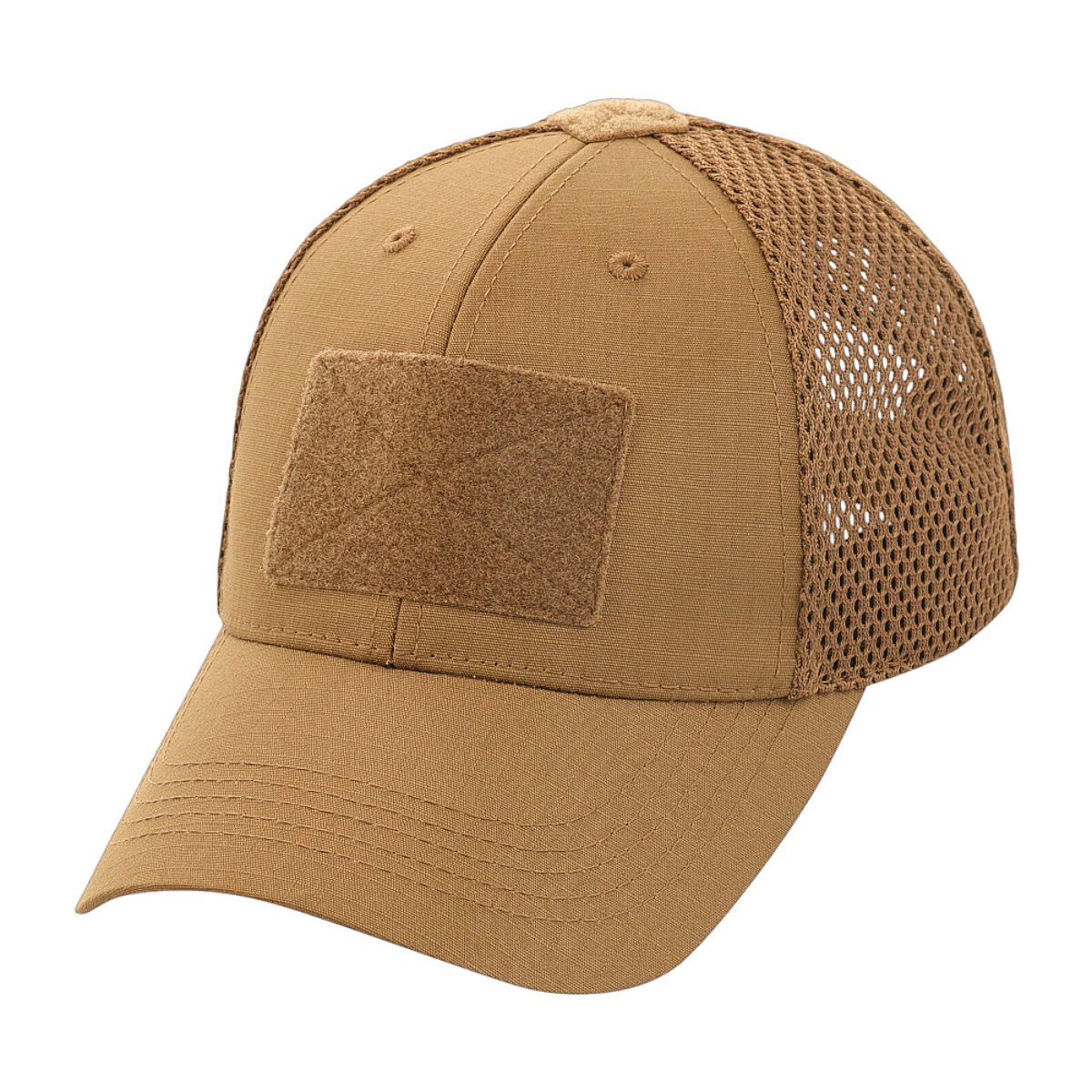 M-Tac Baseball Cap Ripstop Elite Flex, brun kasket med meshdetaljer og velcro front.