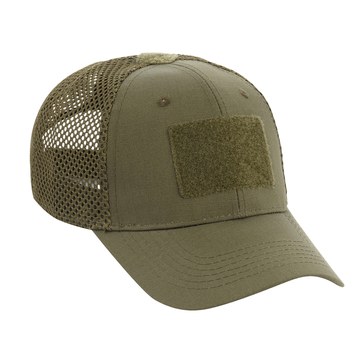 M-Tac Mesh Flex Ripstop Baseball Cap med Velcro til ventilation og holdbarhed, perfekt til sommer og taktisk brug, grøn farve.