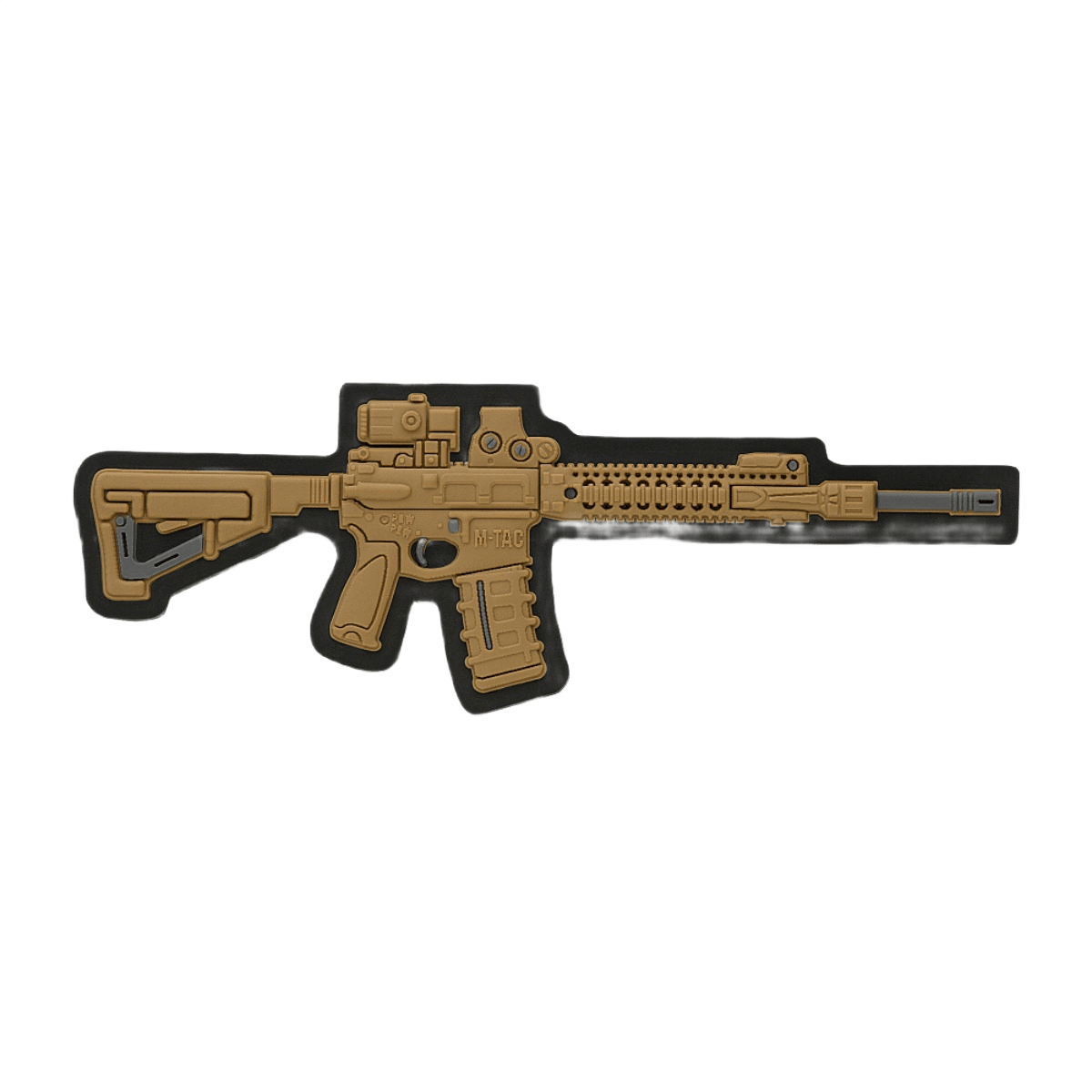 M-Tac AR-15 3D PVC Patch med Velcro til fastgørelse, taktisk design til AR-15 entusiaster, 50 x 60 mm, slidstærk PVC materiale.