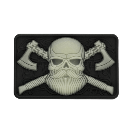 M-Tac Bearded Skull 3D PVC-patch med Bearded Skull-design, Velcro-fäste, taktisk moralepatch, slitstark, militär och utomhus, 80x50mm.