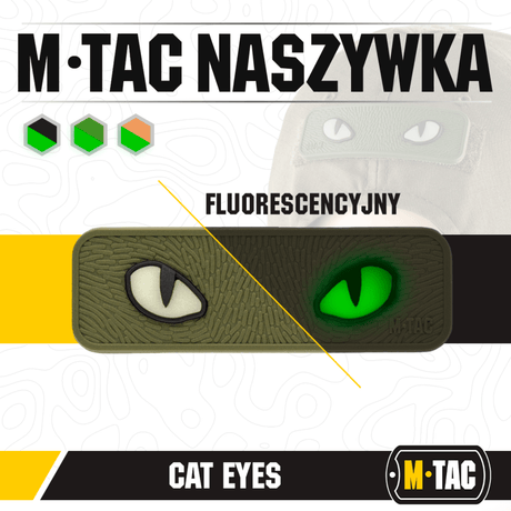 M-Tac Cat Eyes 3D PVC-patch med ljusreflekterande 3D-design och Velcro, idealisk för militär och utomhus, 80 x 25 mm.