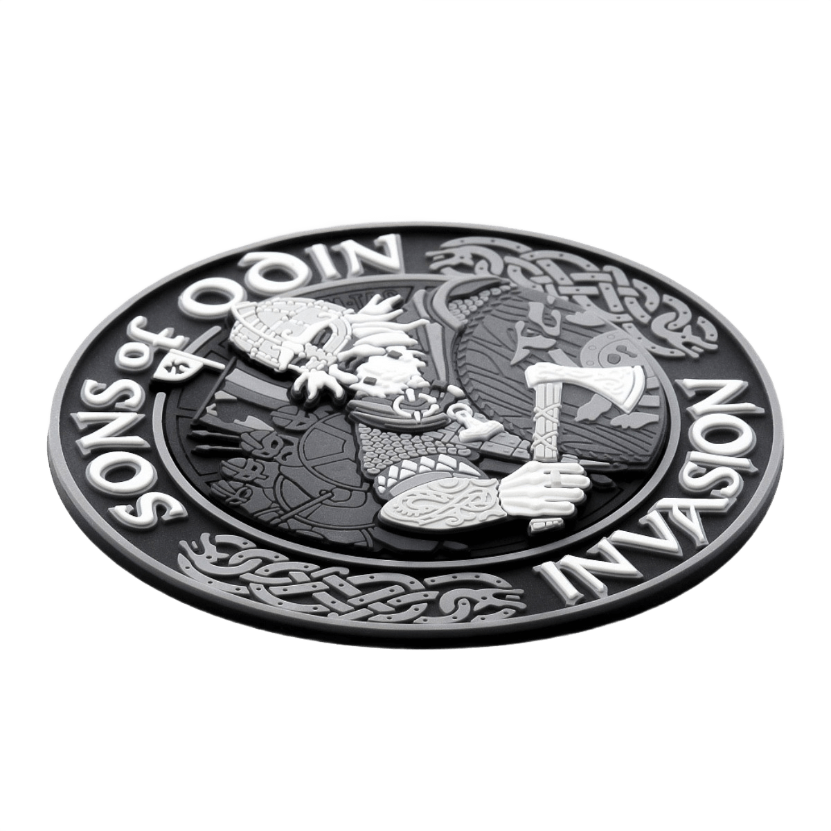 M-Tac Patch Sons of Odin 3D Velcro taktisk morale patch med viking motiv, 80mm, PVC materiale med 3D-effekt.