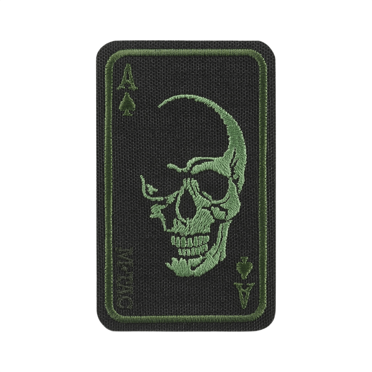 M-Tac Patch Face of War (Broderi) i Cordura 500D med kraniesymbol. Broderet patch i ace of spades design, dimensioner 8.5 x 5.2 cm.