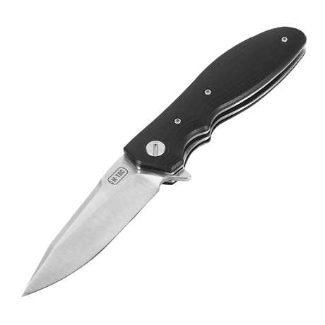 M-Tac Outdoor & Militär fällkniv - Type 6 med svart G10-komposithandtag och klinga i kromat rostfritt stål, idealisk för EDC-bruk.