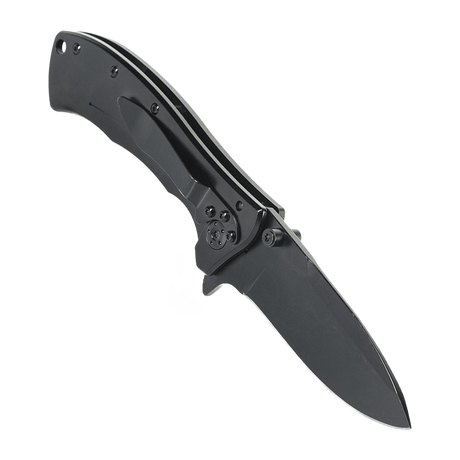M-Tac Outdoor & Militär fällkniv - Type 7, lättvikts taktisk kniv med svartbelagt kromstålblad och frame-lock-funktion.