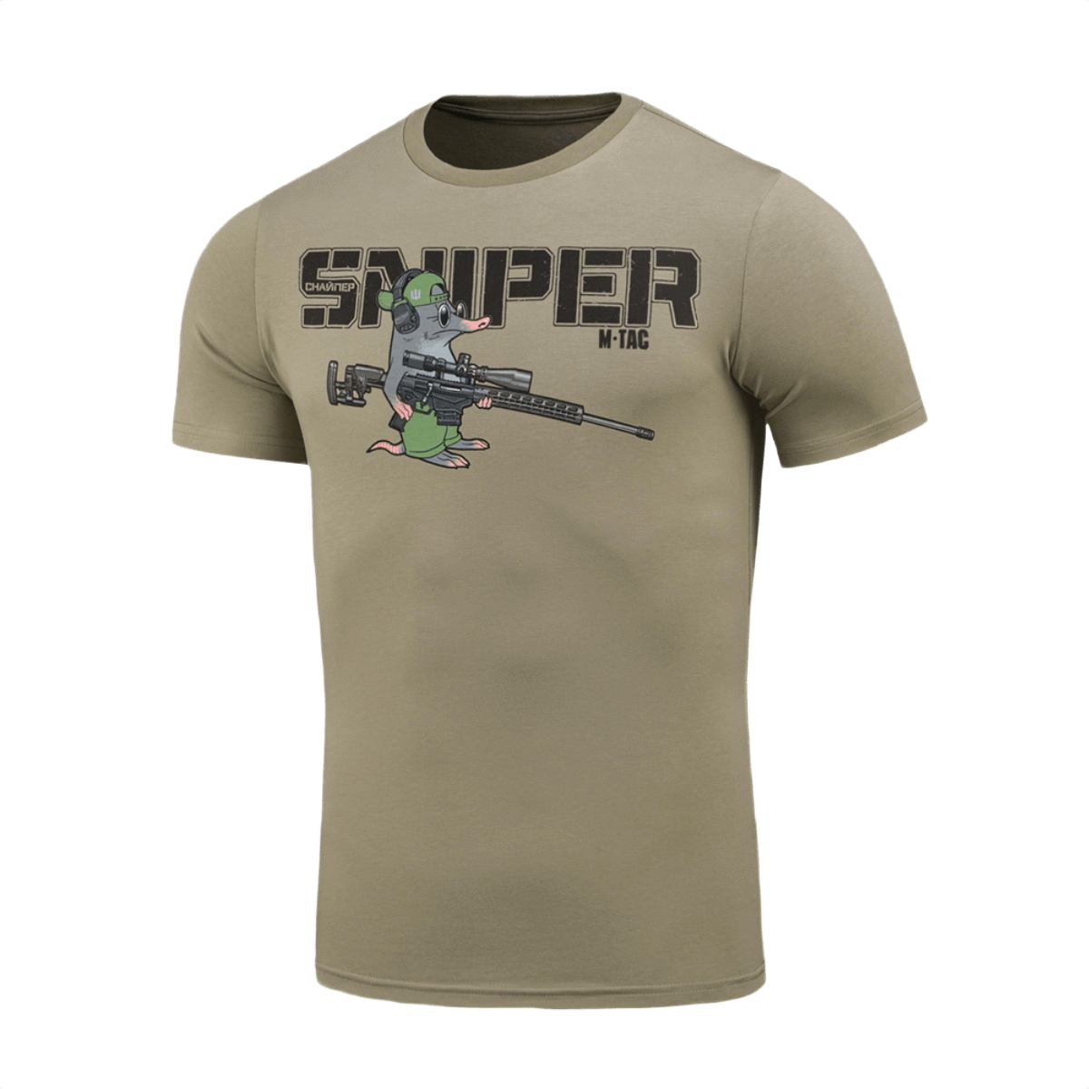 M-Tac T-Shirt Talpa med blind muldvarp-sniper motiv, humoristisk design i blød bomuldsblanding.