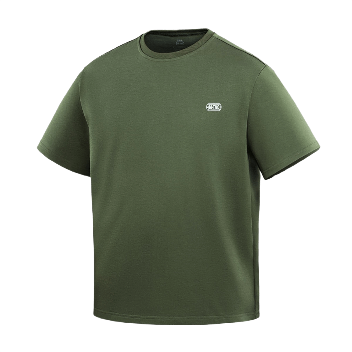 M-Tac Cotton HARD T-shirt i olivengrøn med oversize snit og reflekslogo på brystet, lavet af 100% bomuld for komfort og holdbarhed.