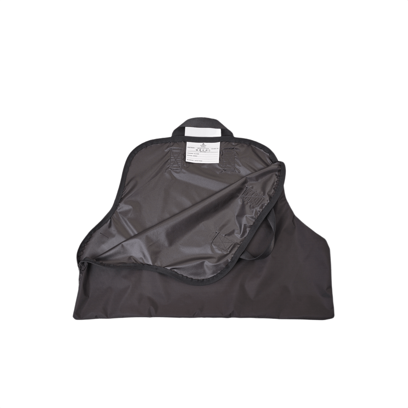 Anorak BACB II Taske - let og vandtæt nylon bæretaske til skudsikker vest, åben visning med polyesterhåndtag og plastlynlås.