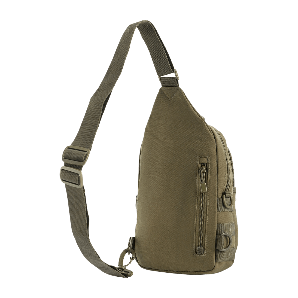 M-Tac Assistant Taske i militærgrøn med justerbar sele, MOLLE-paneler og indvendige lommer til praktisk daglig brug.