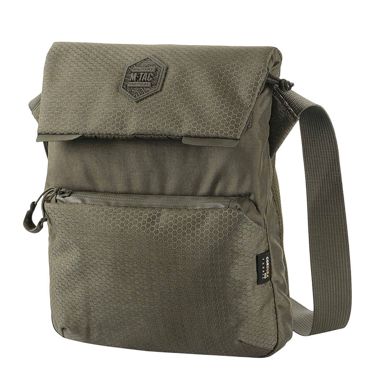 M-Tac Konvert Taske Elite i Cordura 500D og Cordura Hex 1000D, en robust, justerbar skuldertaske med magnetventil.