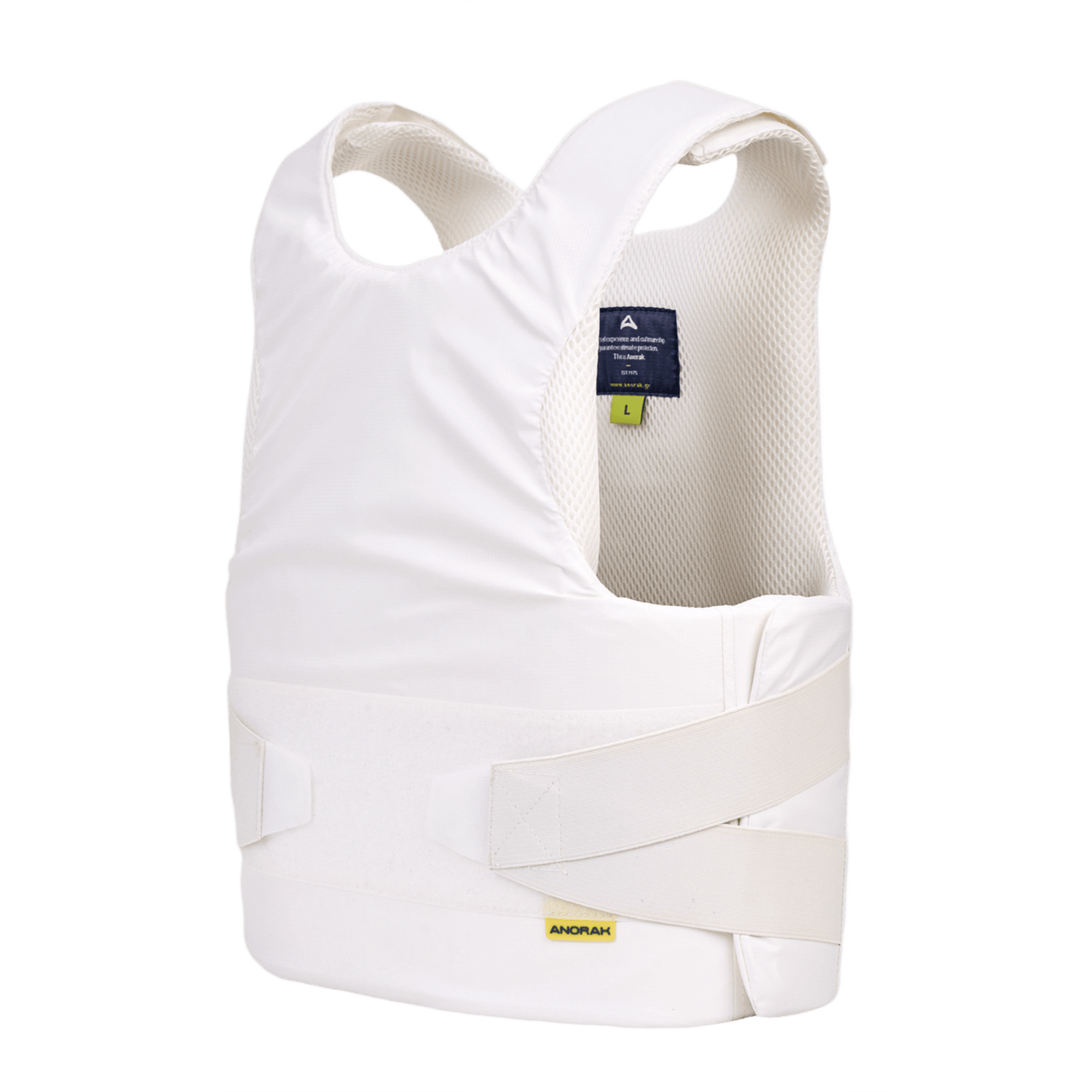 Anorak Concealable III Cover i hvid med en unik kombination af RIP-STOP Dry Comfort XT® og SPACER Coolmax® materiale til skjult beskyttelse.