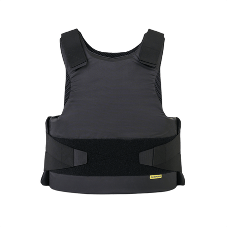 Anorak Rhodium® Concealable II Stick- & Skottsäker Vest, svart rip-stop-yttertyg, diskret och skyddande, nivå Level IIIA säkerhetsstandard.