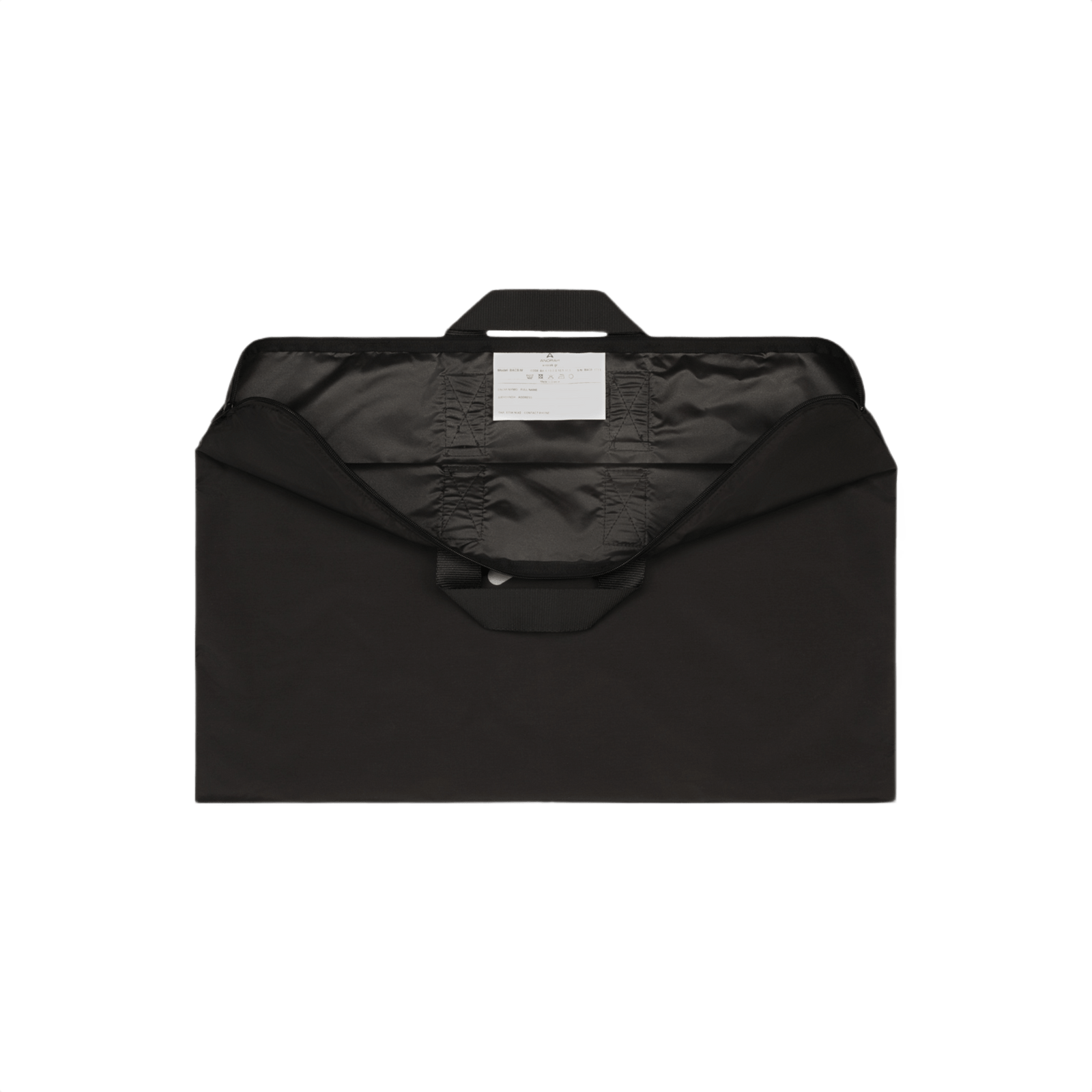 Åben Anorak BACB IV Taske af sort vandtæt nylon med plads til EFMTB I bærertaske, to håndtag og en stærk lynlås.