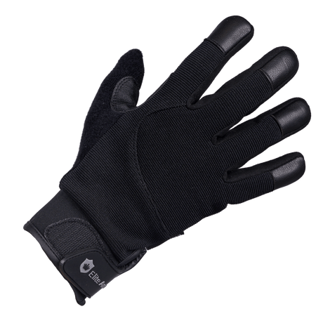 EA Baseline Snitsikre Handsker i sort vist i galleri position 1 med forstærkede fingerspidser og NIJ-certificeret snitsikring til erhvervsbrug.