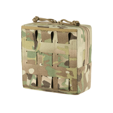 M-Tac Utilityväska Elite Small i multicam camouflagemönster med modulärt MOLLE-system och robust dragkedja, visad i galleri position 1.