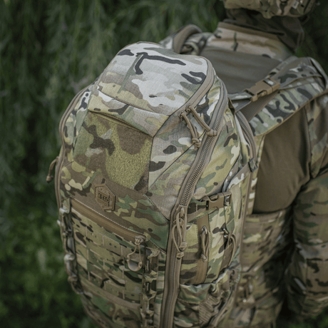 M-Tac Ryggsäck Gen. III Elite – Small i multicam Cordura 500D/1000D med modulärt MOLLE-system och ergonomisk design, visad i galleri position 1.