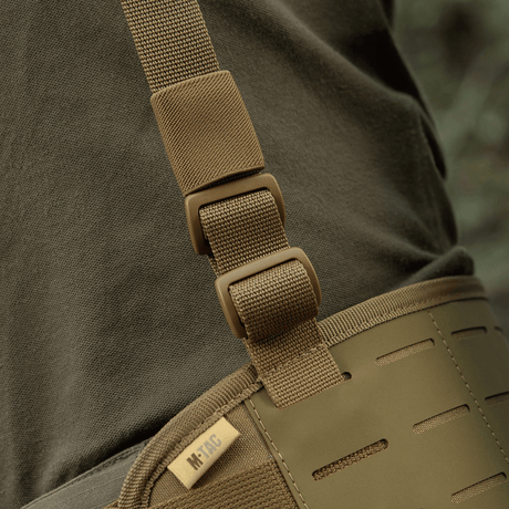 M-Tac skulderremmar för taktiskt bälte Elite i tät MIL-SPEC-webbing med justerbar längd och robust spänne, galleri position 1.