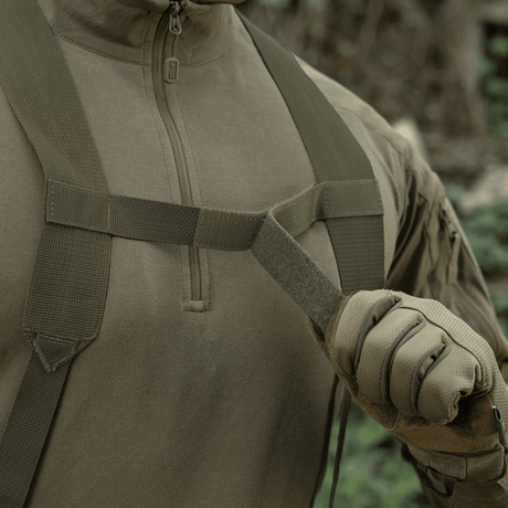 M-Tac skulderremmar för taktiskt bälte Elite i olive drab med tät MIL-SPEC-webbing, justerbar bredd och NIJ-certifiering, galleri position 1.
