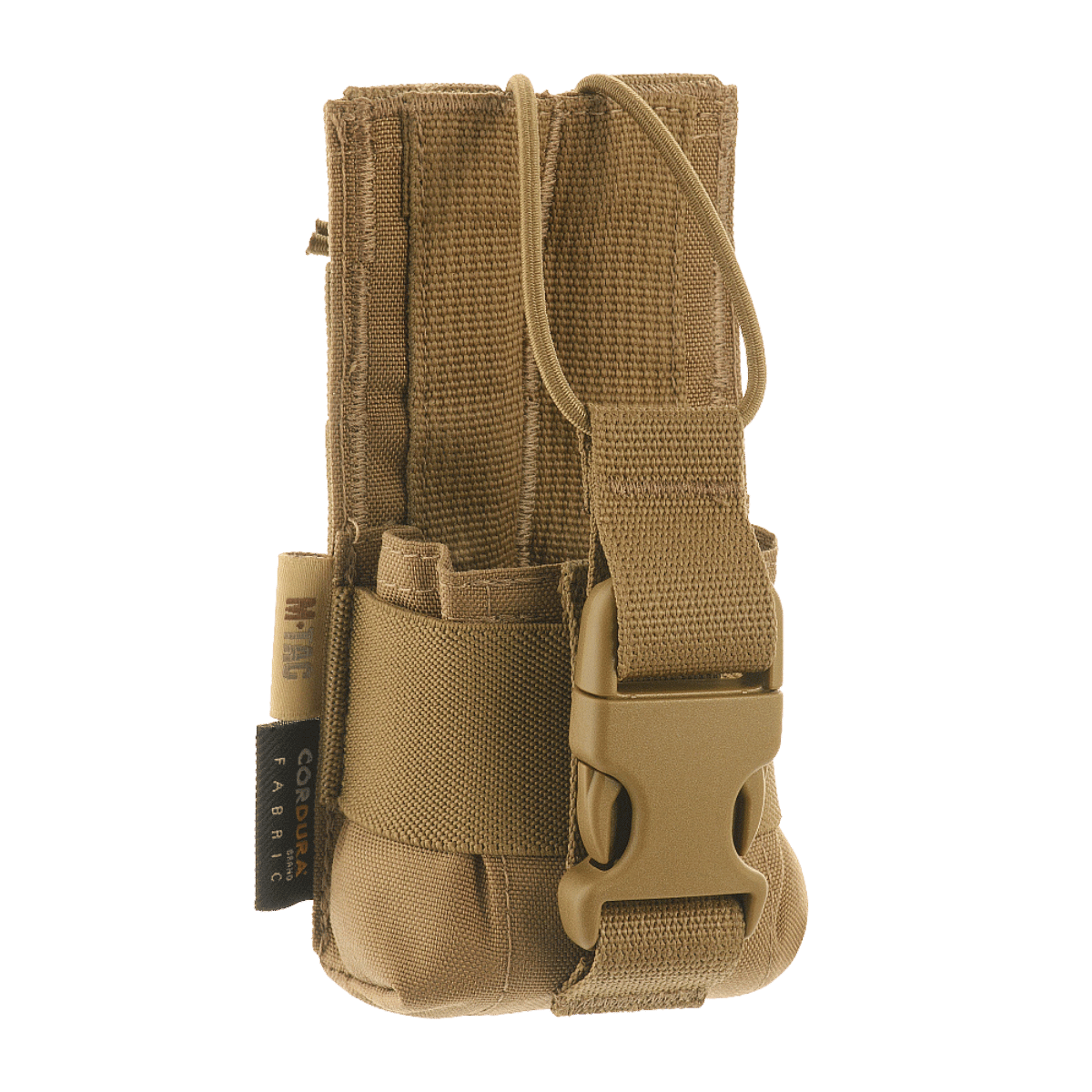 M-Tac Radio Pouch Motorola 4400/4800 i khaki, MOLLE-kompatibel, designet til nem radioadgang og styring, passer til bæreudstyr.