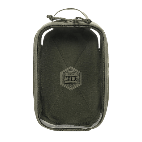 M-Tac Utility Organizer Transparent Elite Small Gen. II i olivgrön med klar front, slitstarkt material och NIJ-certifiering, galleri position 1.