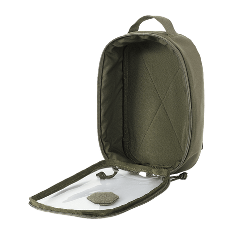 M-Tac Utility Organizer Transparent Elite Small Gen. II i olivgrön med klar front, robust material och NIJ-certifiering, galleri position 1.