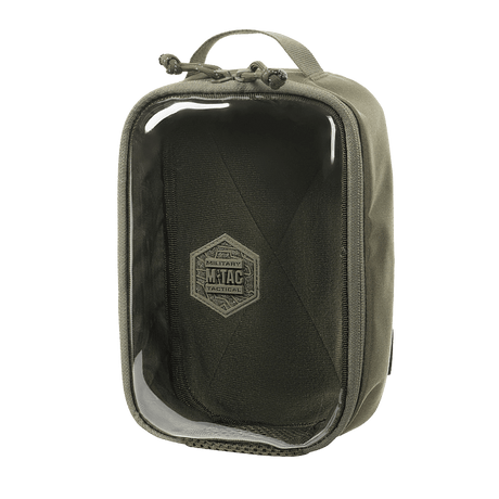M-Tac Utility Organizer Transparent Elite Small Gen. II i olivgrön med klar front, slitstarkt material och NIJ-certifiering, galleri position 1.