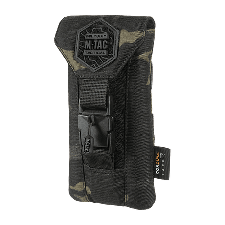 M-Tac Smartphone Taske Elite Medium Hex i svart camouflage med robust Cordura-material och NIJ-certifiering, galleri position 1.