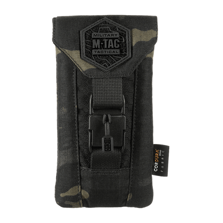 M-Tac Smartphone Taske Elite Medium Hex i svart camouflagemönster med robust Cordura-material och NIJ-certifiering, galleri position 1.