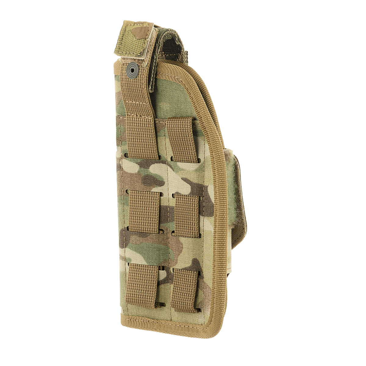 M-Tac Universal Taktisk Hylster Elite Højre i lamineret Cordura 500D med justerbar strop og MOLLE-interface til bæltemontering.