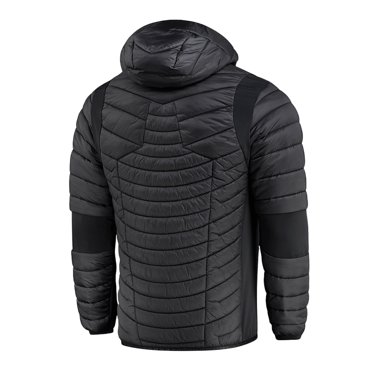 M-Tac Space Armor Jakke Gen.II set bagfra, let og varm jakke med høj beskyttelse og G-Loft isolering, sort farve.