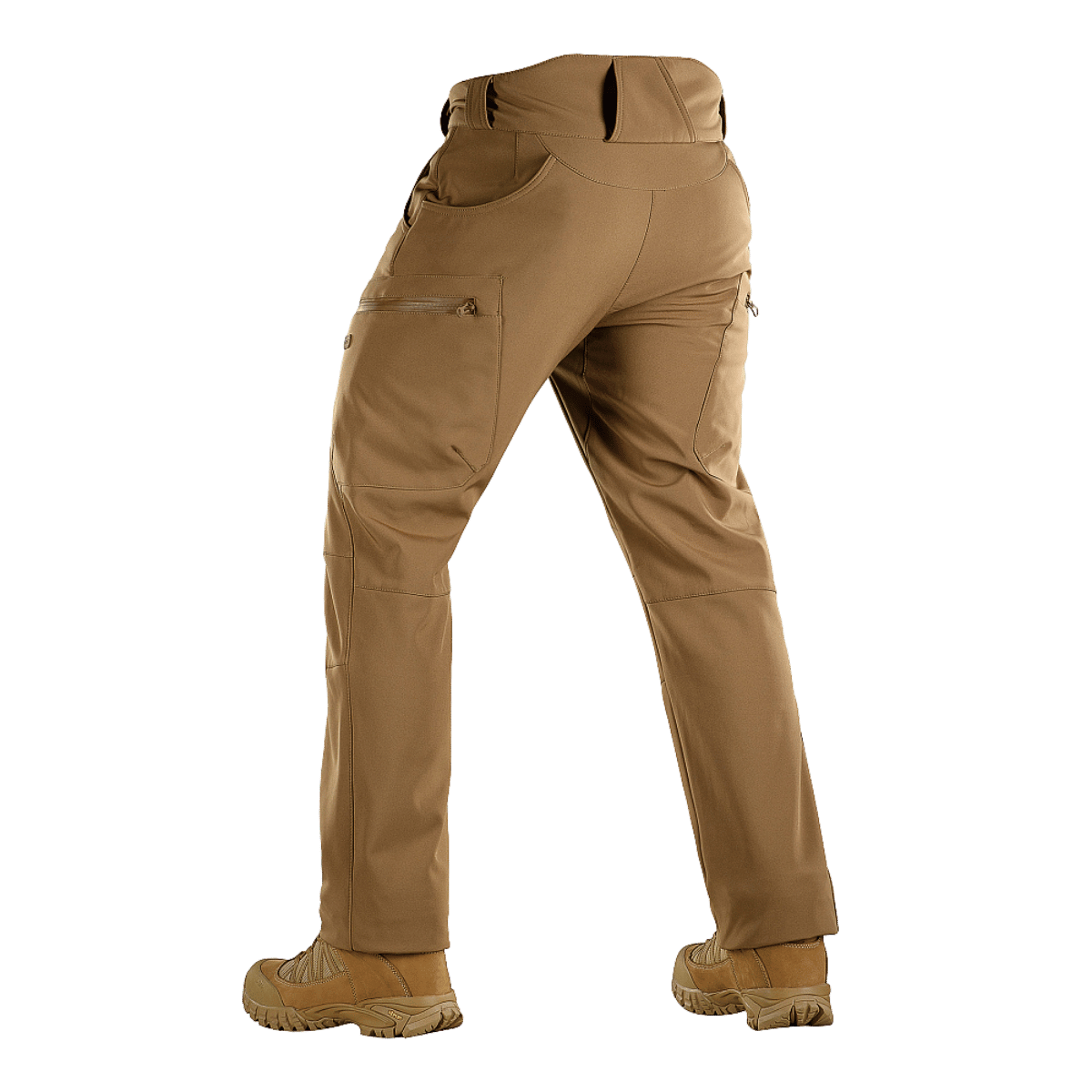 M-Tac Bukser Soft Shell Vinter i brunt, set bagfra med forstærket bagparti og fleecefor, optimale til kolde forhold.