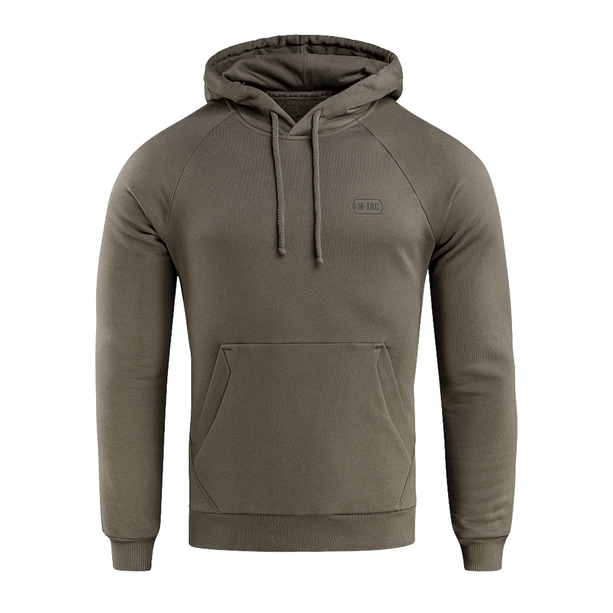 M-Tac Hættetrøje Cotton Raglan i olivengrøn med raglanærmer og hætte, ideel til daglig brug og en aktiv livsstil.
