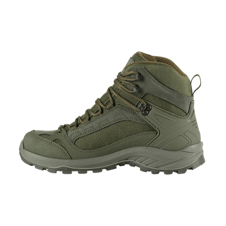 M-Tac Taktiska Säsongsstövlar i olivgrön med Cordura®-tyg för outdoor och terrängbruk.