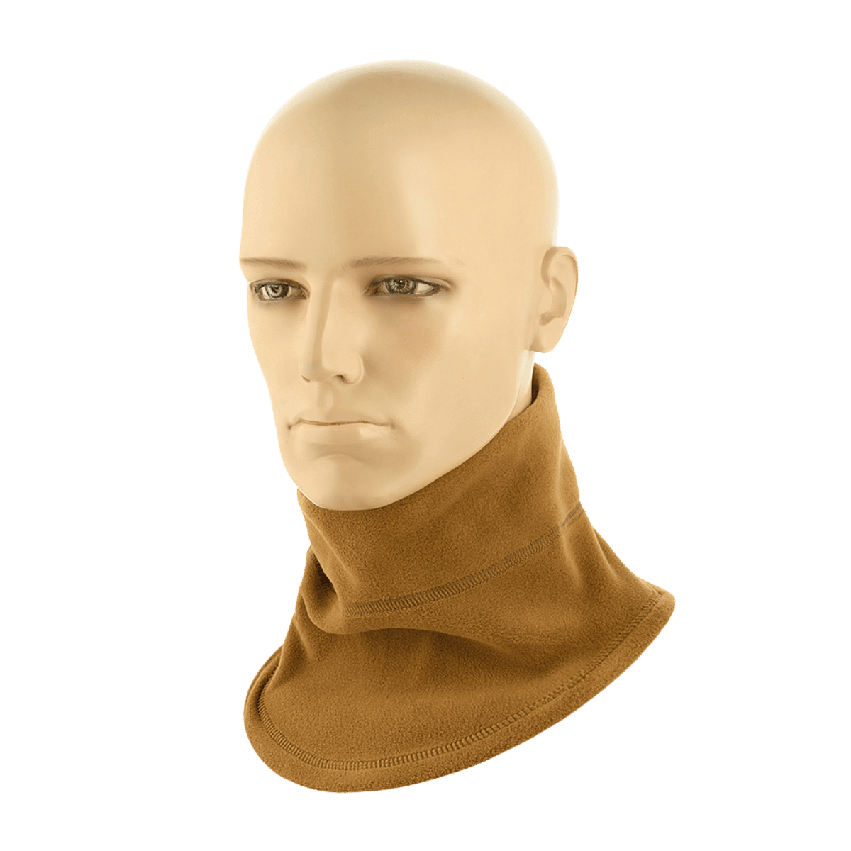 Mannequin iført M-Tac Anatomisk Tube Scarf med Snor Polartec, varm og alsidig halstørklæde i brun Polartec® fleece.