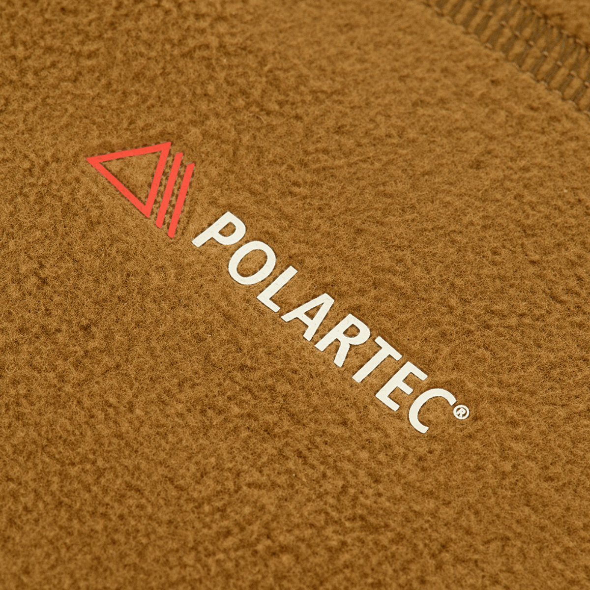 Polartec® Micro Series fleece material on M-Tac Anatomisk Tube Scarf med Snor Polartec, showcasing texture and logo detail.