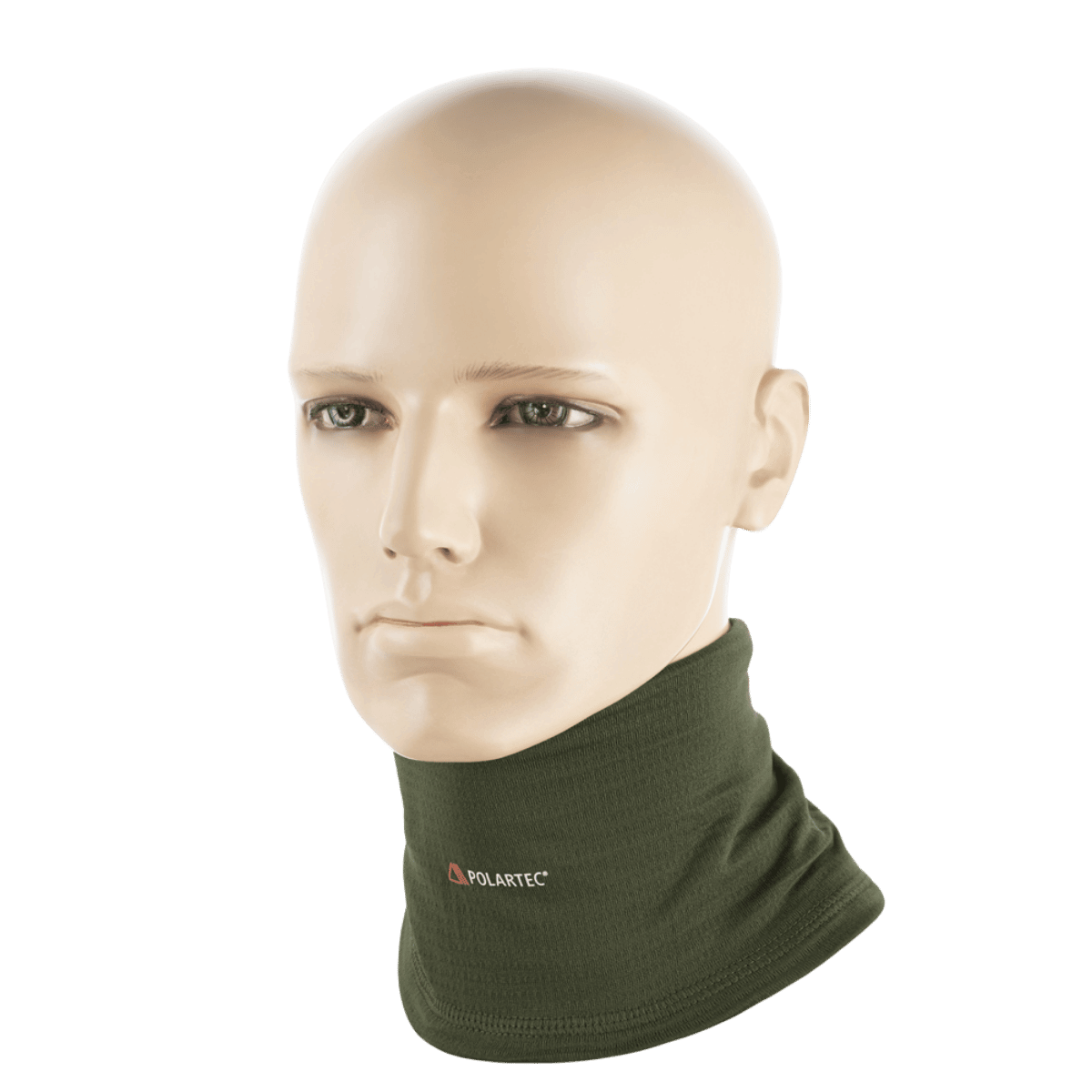 M-Tac Tube Scarf Polartec Power Grid i grøn, slidstærk fleece, der beskytter mod vind og kulde, vist som halsrør på mannequin.