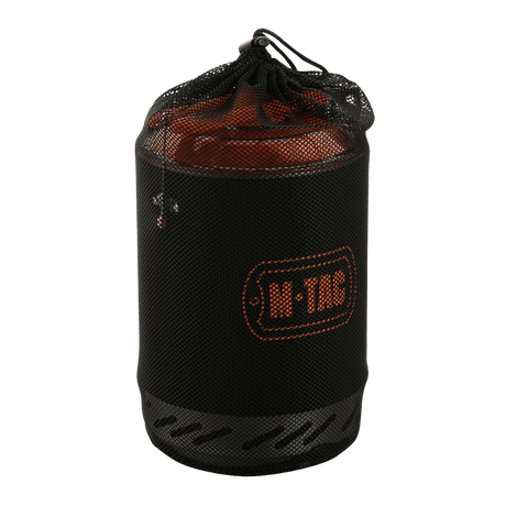 M-Tac Gasbrännare med kittel packad i kompakt kokbehållare för friluftsliv, perfekt för jakt och camping.