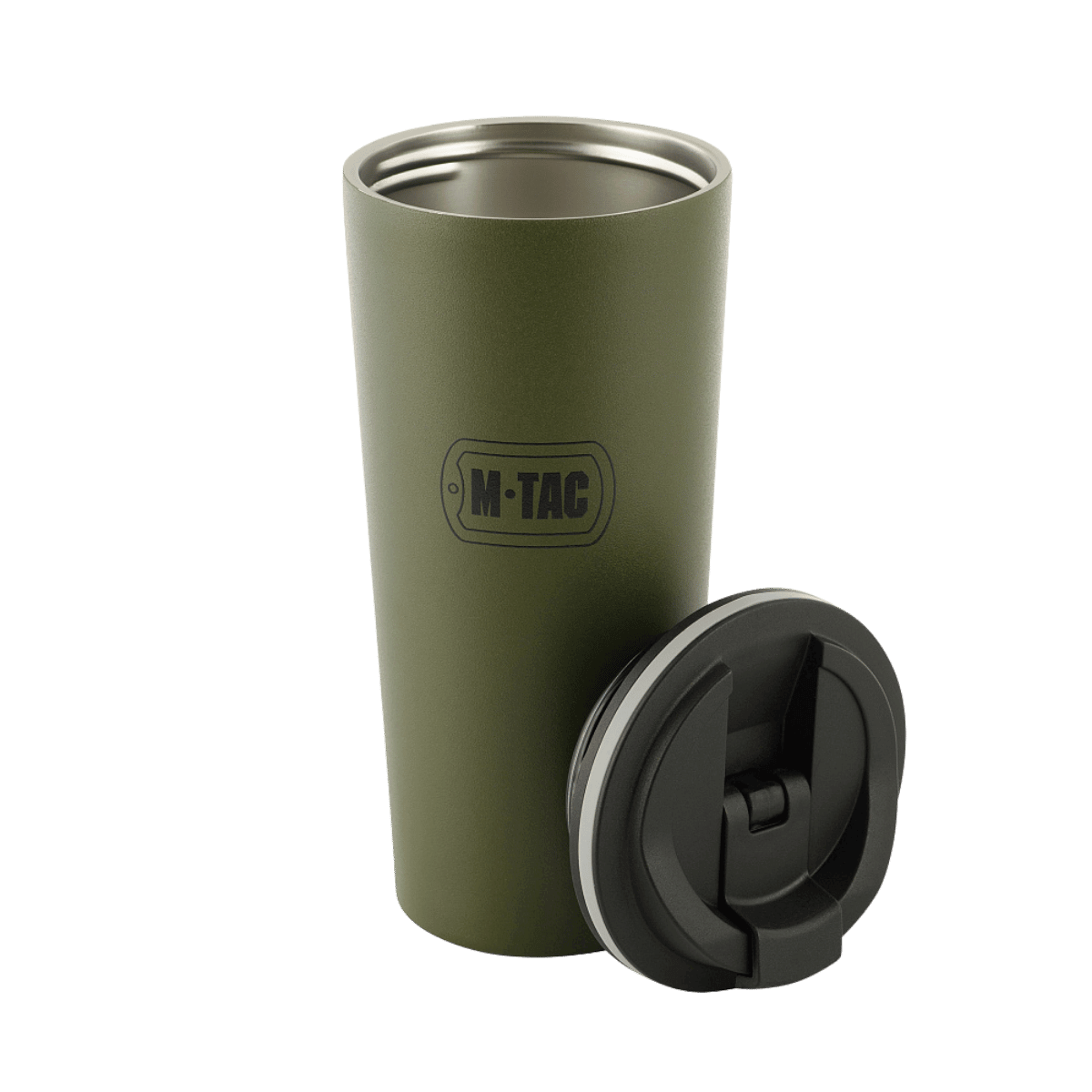 M-Tac Termokop 450 ml med Ventil i rustfrit stål, praktisk kop til varme og kolde drikke, perfekt til hverdag og udendørseventyr.