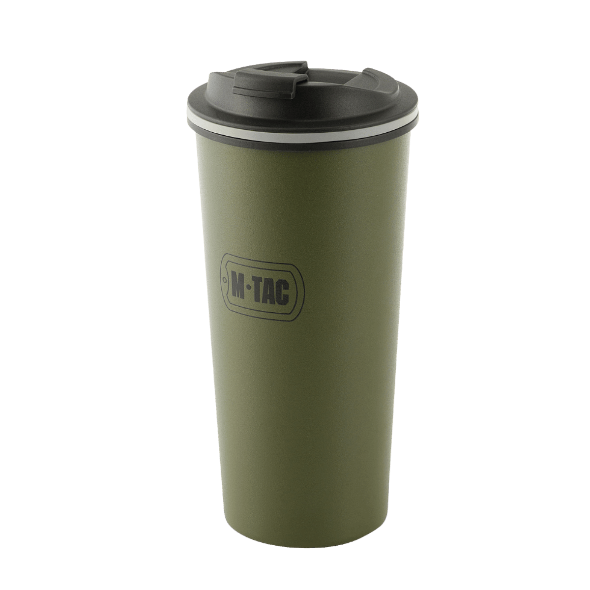 Grøn M-Tac Termokop 450 ml med Ventil i rustfrit stål, ideel til varme og kolde drikke med klassisk tud og ventil for nem brug.