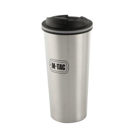 M-Tac Termokopp 450 ml med ventil i rostfritt stål, idealisk för varma och kalla drycker, erbjuder praktisk pip och ventil för enkel drickning.
