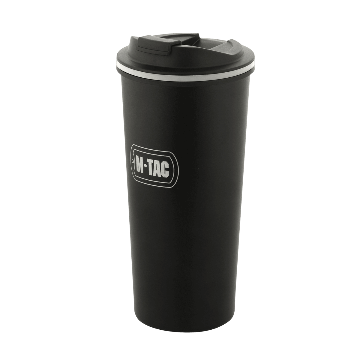 M-Tac Termokop 450 ml med Ventil i sort rustfrit stål design, ideel til varme eller kolde drikke på farten eller derhjemme.