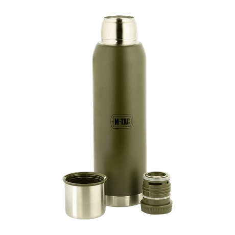 M-Tac termosflaska Type 2 - 1.3L i rostfritt stål med skruvlock och vakuumförseglad design för camping och utomhusbruk.