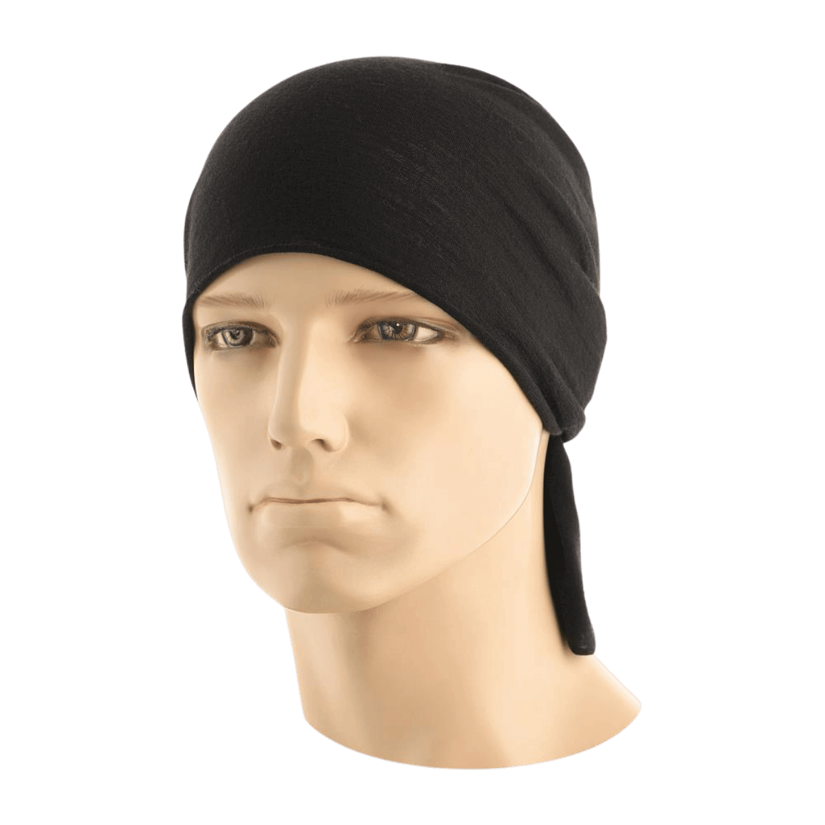 M-Tac Tubehalstørklæde i Merinould som underhjelmshue på mannequin hoved, multifunktionelt og varmt.