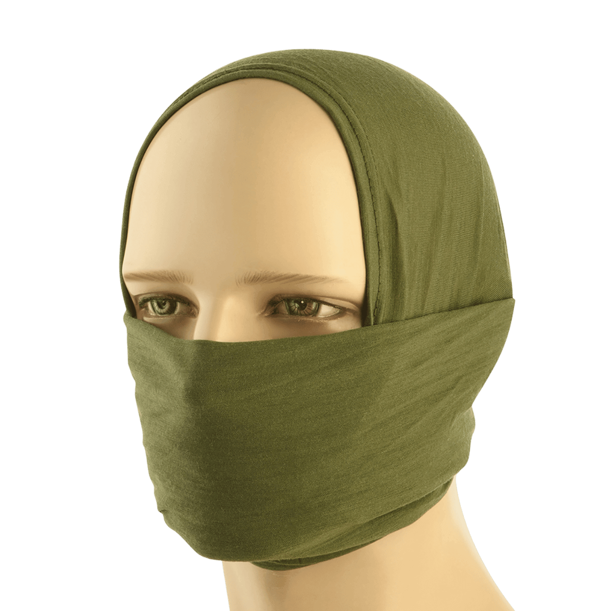 M-Tac Tubehalstørklæde i Merinould multifunktionel, grøn balaklava lavet af australsk Merino-uld for varme og komfort.