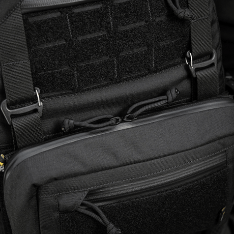M-Tac Admin Pouch Large Elite Gen.II i svart Cordura 500D med AquaGuard-dragkedjor och Velcro-panel för modultillbehör.