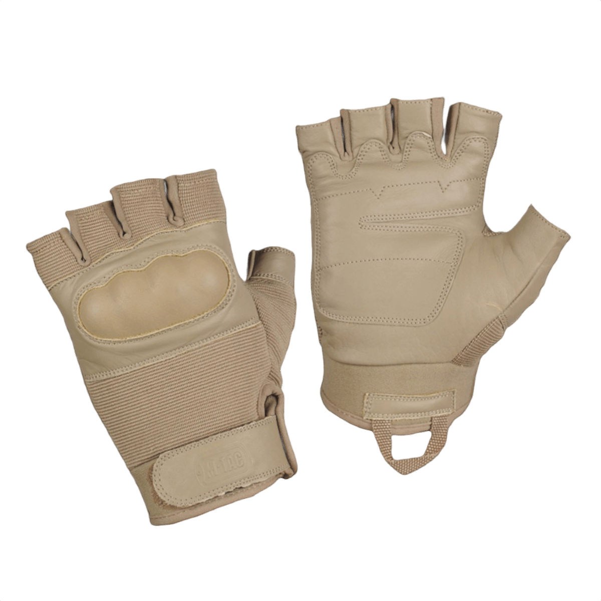 M-Tac Fingerløse Handsker Assault Tactical Mk.4 med forstærket læderhåndflade og dæmpende pads over knoerne for taktisk brug