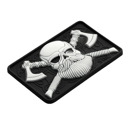 M-Tac Bearded Skull 3D PVC-patch med Bearded Skull, Velcro-fäste, taktisk användning för militär och utomhus, 80x50 mm, slitstark PVC.