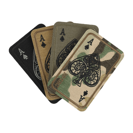 M-Tac Patch Ace Of Spades (Broderi) i Cordura 500D med Velcro, broderat motiv i färger, perfekt för kläder eller taktisk utrustning.