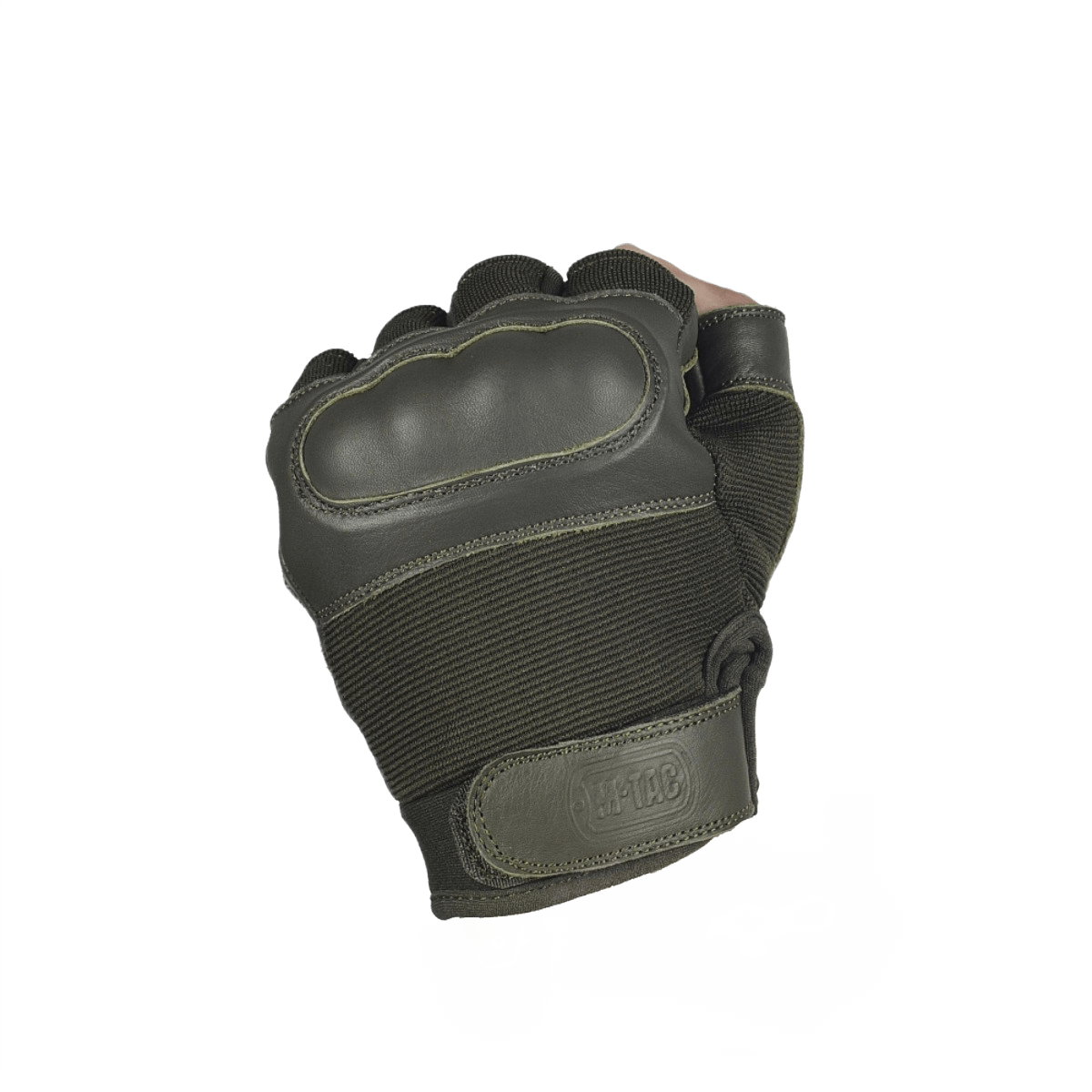 M-Tac Fingerløse Handsker Assault Tactical Mk.4 med forstærket læderhåndflade og kno pads, sort design, ideel til taktisk brug.